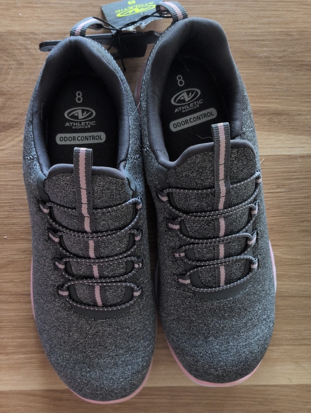 Athletic Works Women's Grey & Pink Slip-On Sneakers